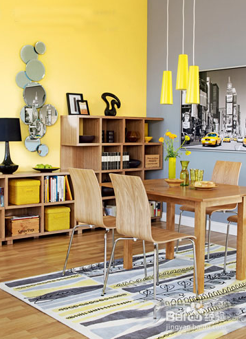 室内装修中的黄、灰色搭配