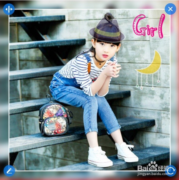 美图秀秀四角小圆蓝白线条艺术卡片怎么做