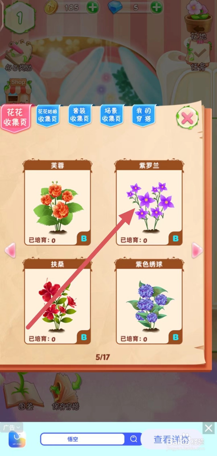 花花姑娘之魔法花园怎么查看紫罗兰的稀有度?