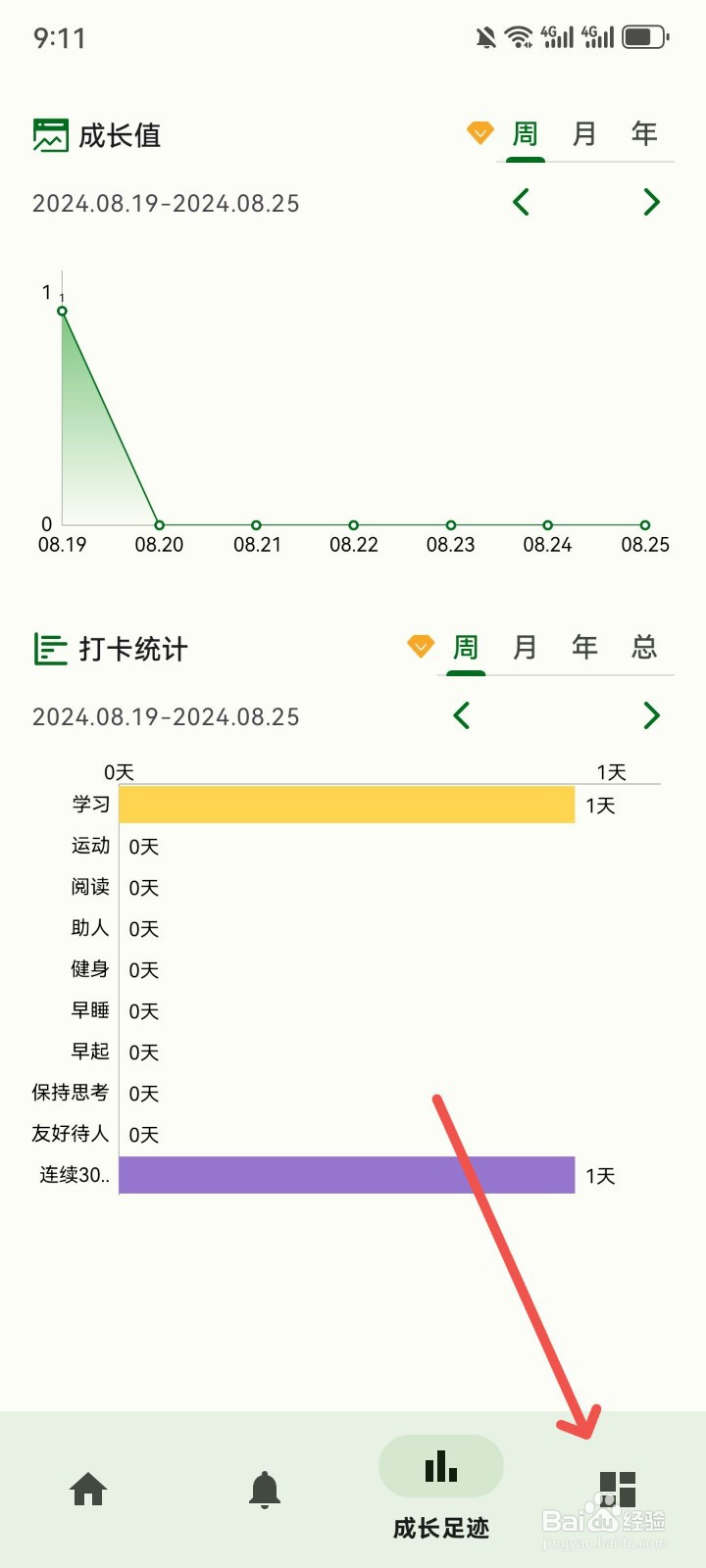 自律树App行为记录页树旁怎么显示对话框
