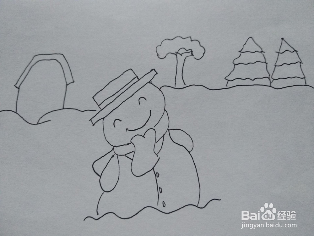 儿童冬天雪景的简单画法