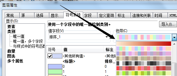 ArcGIS怎么更换符号系统色带