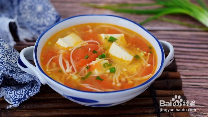 如何做番茄金针菇豆腐汤?