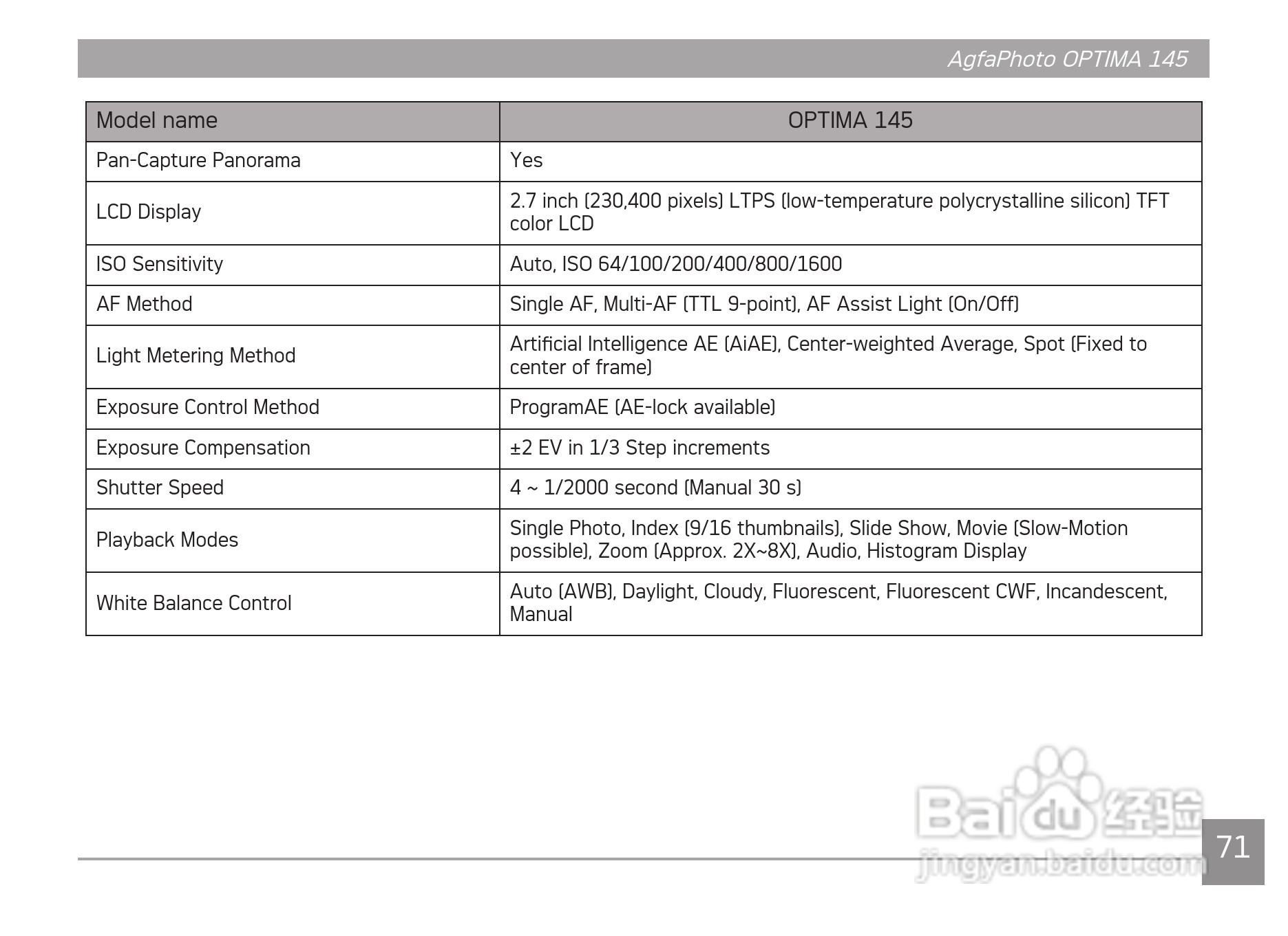 爱克发AgfaPhoto OPTIMA 145数码相机使用说明书:[8]