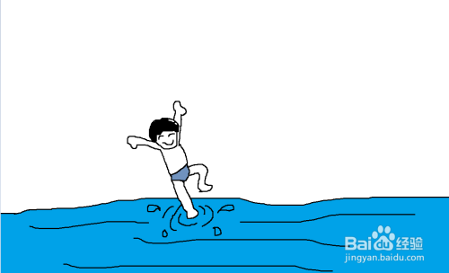 在画一个正在跳水的孩子.