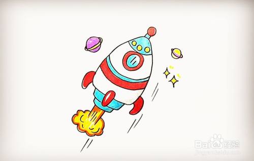 幼儿简笔画火箭教程
