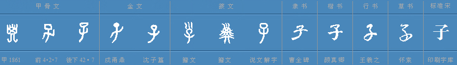 子在田字格中的写法