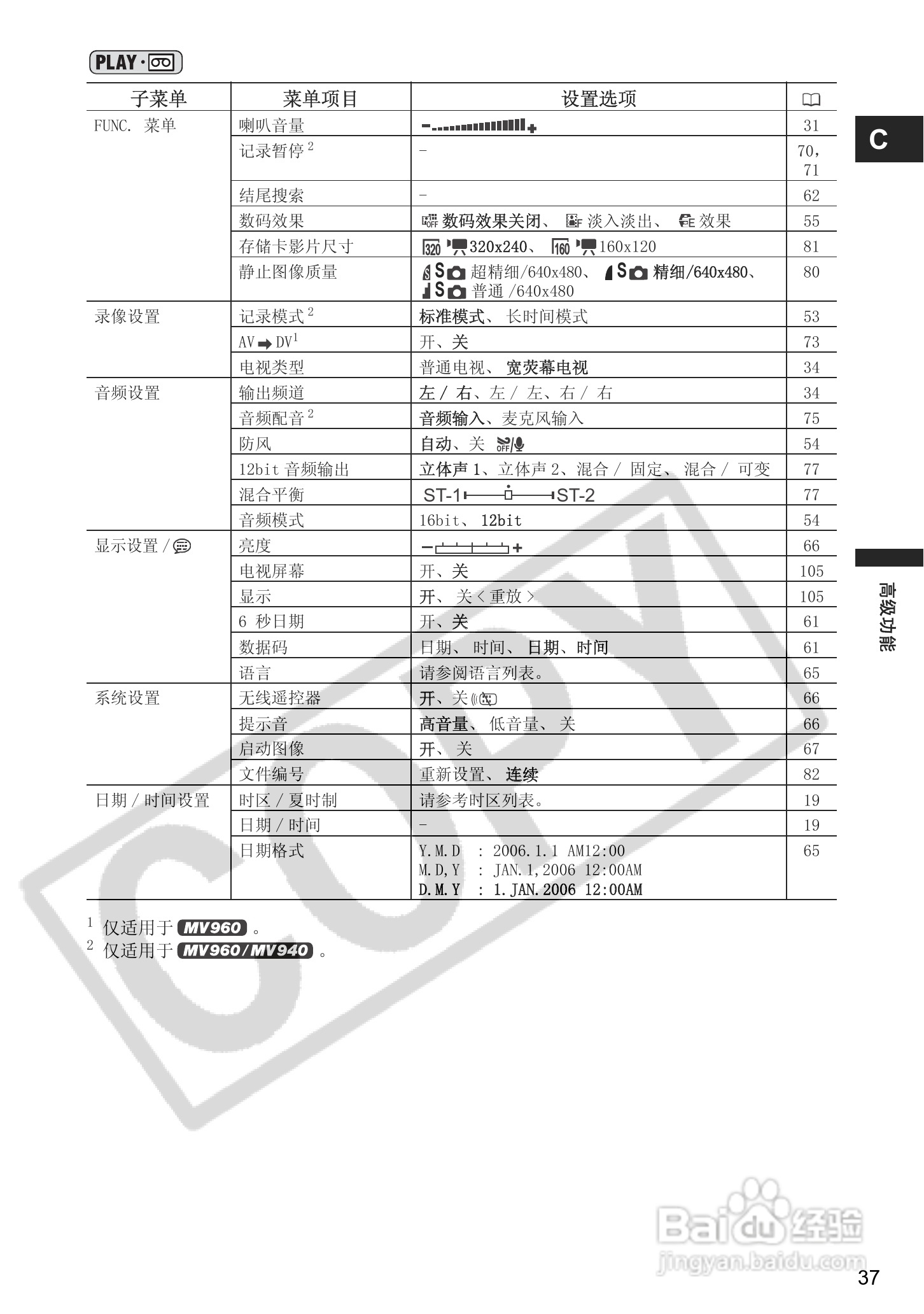 佳能MV950数码摄像机使用说明书:[4]