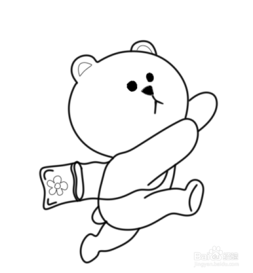 简笔画--卡通版追捉蝴蝶的小熊