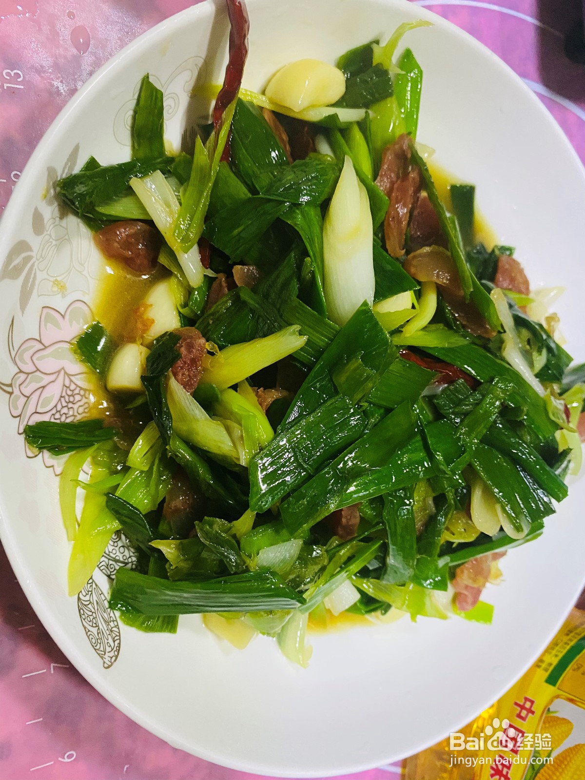 家常菜—-腊肠炒蒜苗