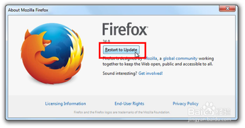 火狐浏览器Firefox更新不成功 可选择手动更新