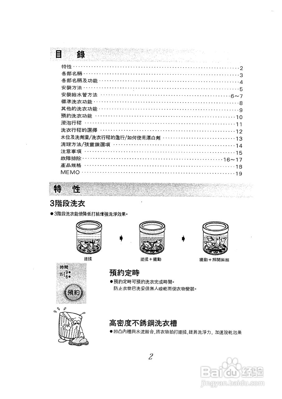声宝ES-755型洗衣机说明书