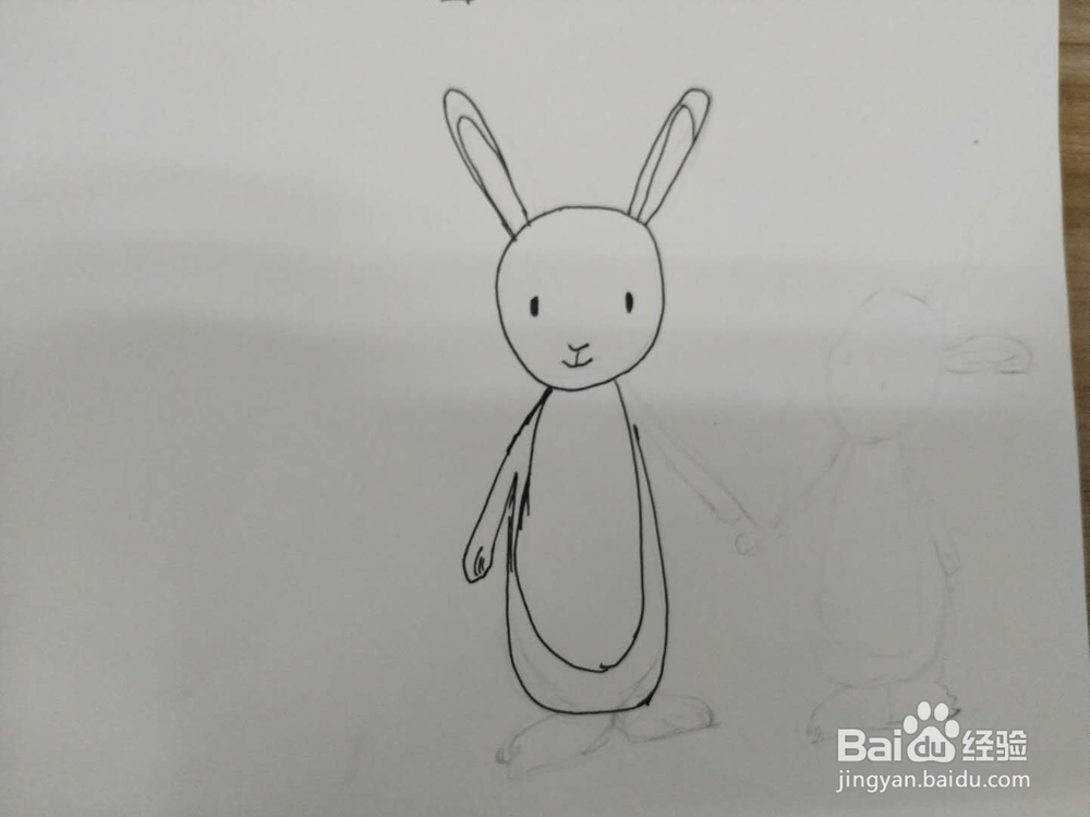 两只小兔子简笔画的画法-怎么画小兔子手拉手