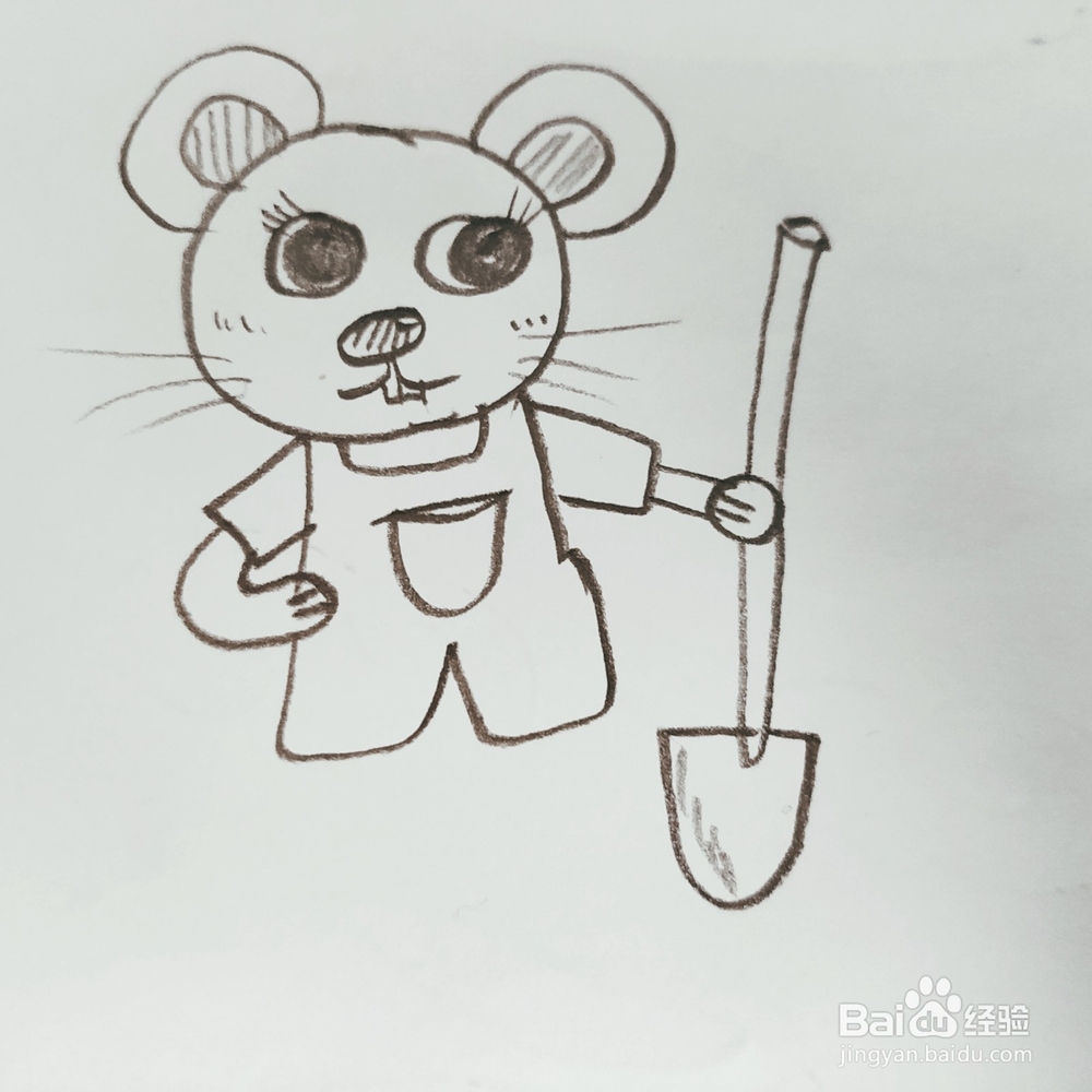 怎么画一只栽树的小老鼠简笔画呢？