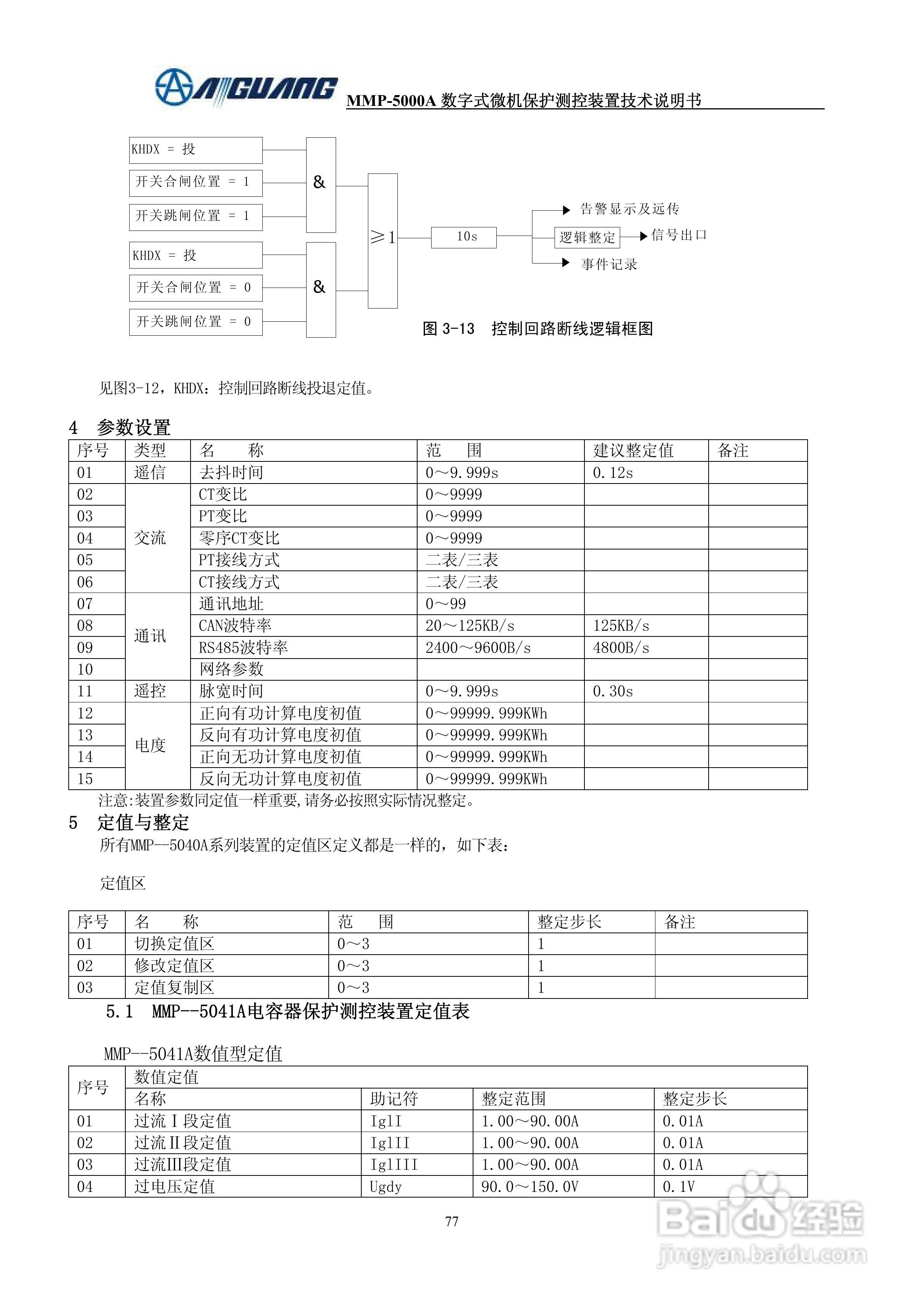 爱光MMP-5043A数字式电容器保护测控装置说明书