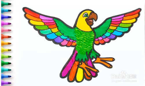 简笔画画法——如何用彩笔一步一步画展翅雄鹰