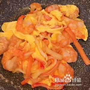 浇汁虾仁蟹柳滑蛋的做法