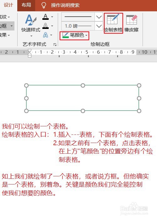 PPT中如何修改表格边框的颜色和线型
