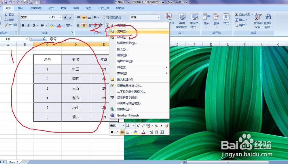 如何在excel中设置可打印的背景图