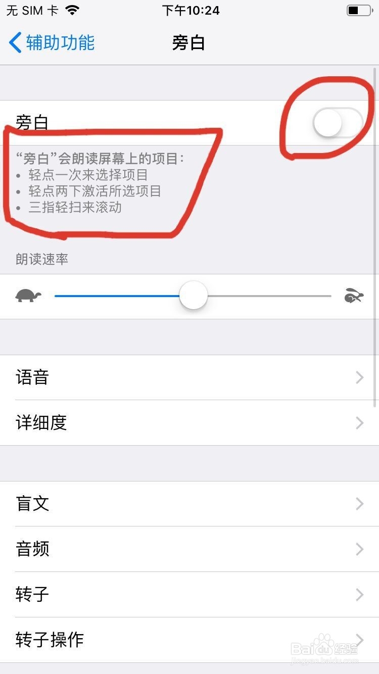 iPhone 手机如何打开旁白功能