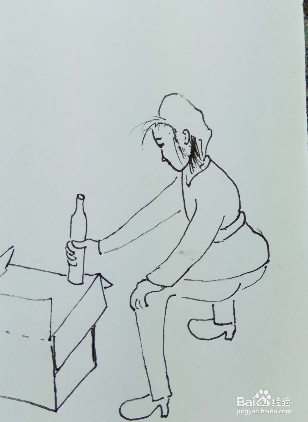 怎样画简笔画“将瓶子装箱”？