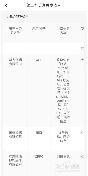 小红书第三方信息清单如何查看