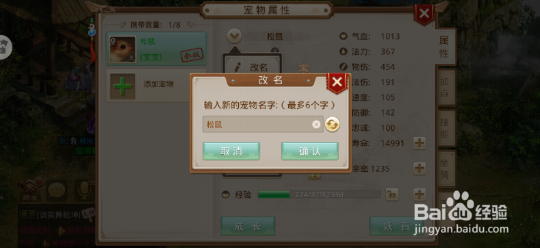 问道手游怎么给宠物改名