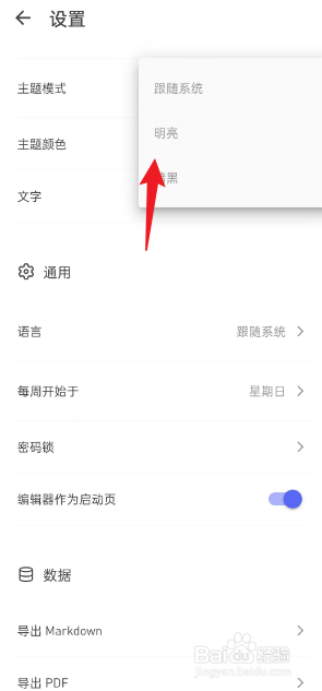 反思日记如何将主题模式设置为明亮