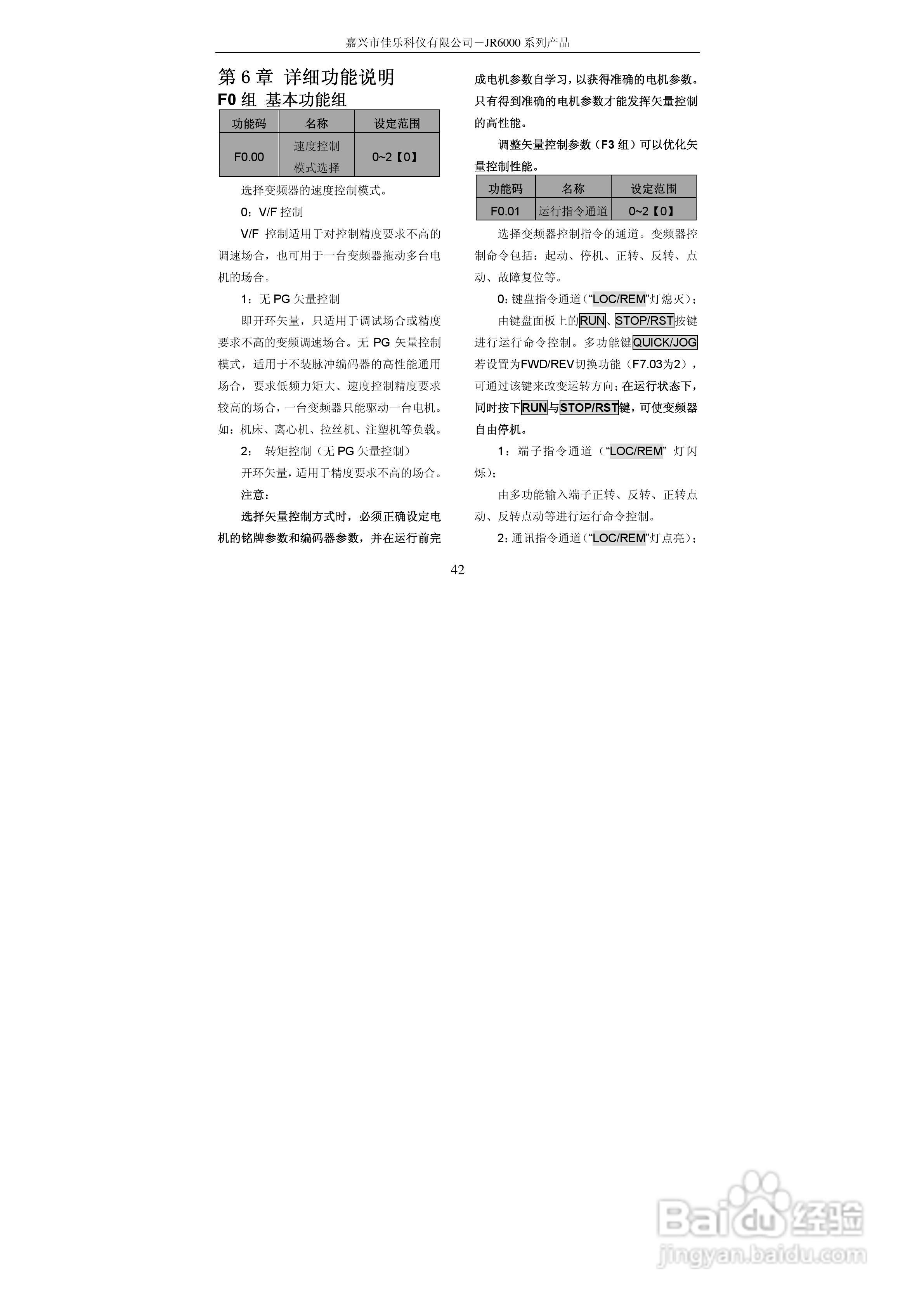 佳乐JR6000-055G/075P-4-1050变频器使用说明书:[5]