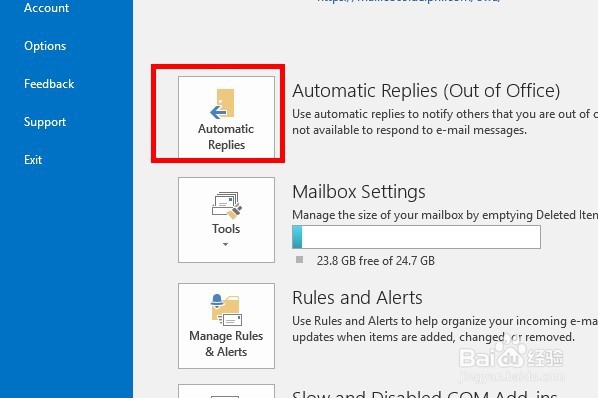 Outlook2016如何设置邮件自动回复