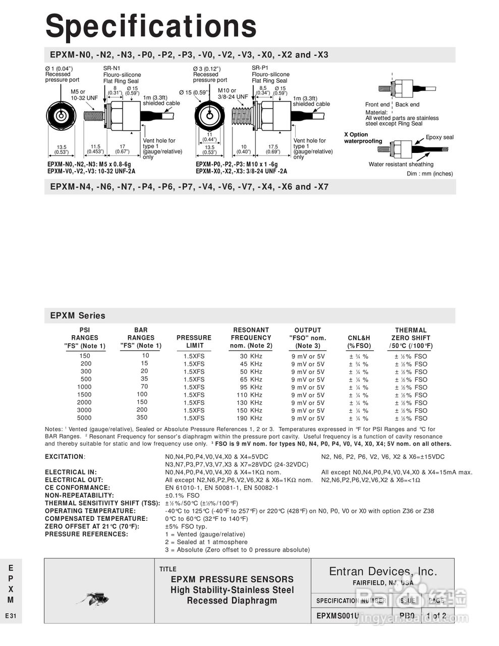 MEAS-精量电子EPXM压力传感器说明书