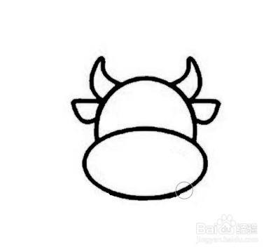六步骤画牛头简笔画