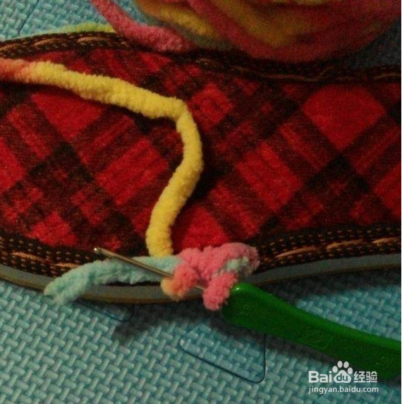 如何用冰条粗毛线勾织拖鞋