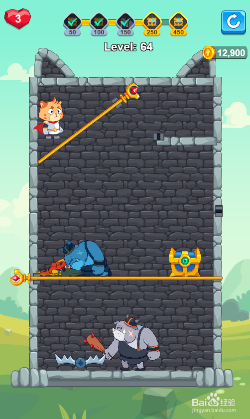 Hero Save the Princess的Level 64怎样过关