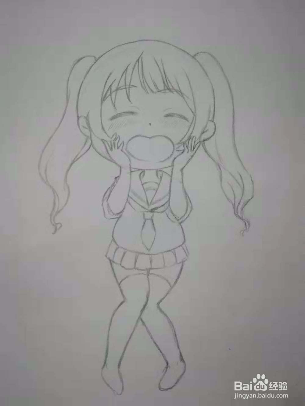 尖叫的3头身Q版漫画水手服少女人物手绘自学教程