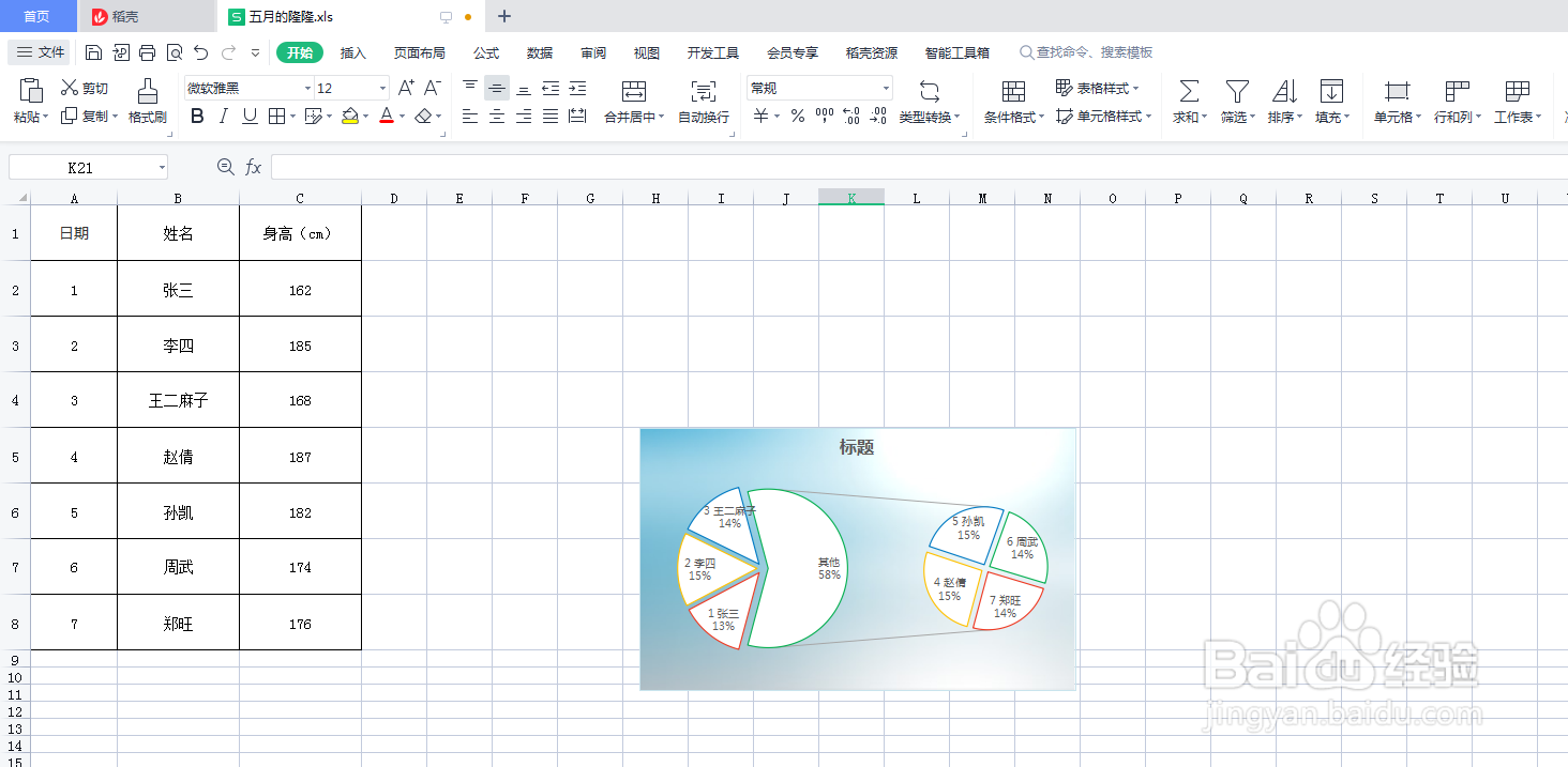 Excel表格如何插入羽化效果复合饼图