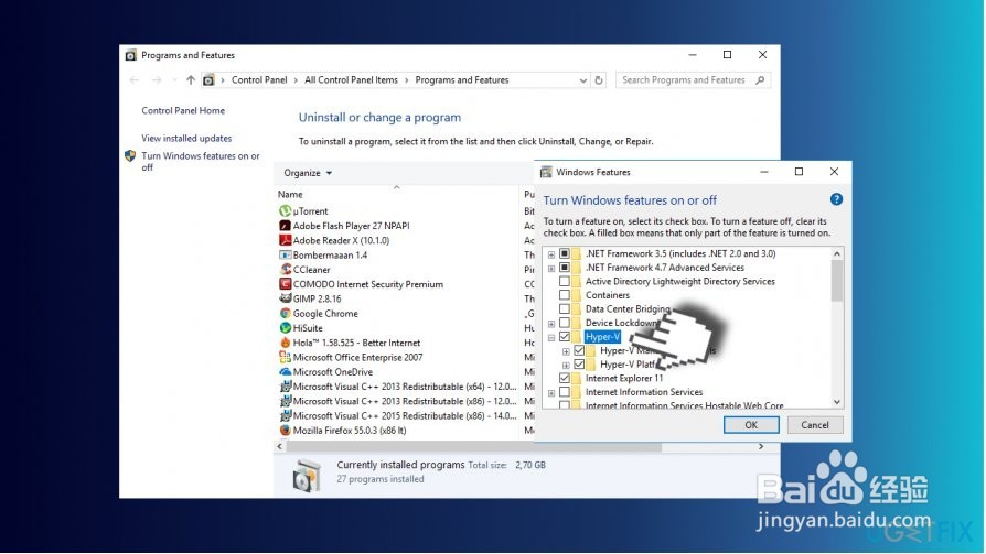 如何在Windows 10中禁用Hyper-V？