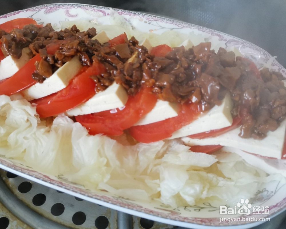 新手简单做菇菇酱茄汁蒸豆腐