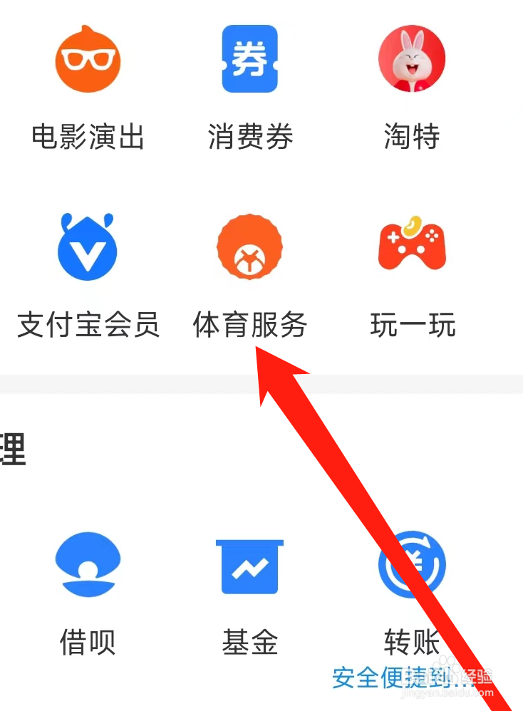 支付宝查看体育服务