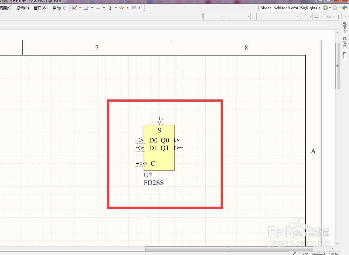 如何在AD中放置2位同步独立D型触发器？
