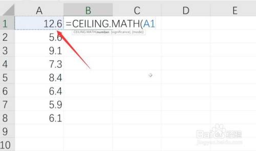 向上取整数excel公式