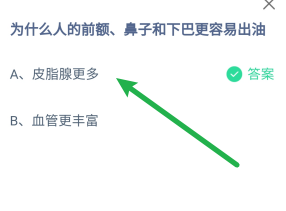 蚂蚁庄园为什么人的前额、鼻子和下巴更容易出油
