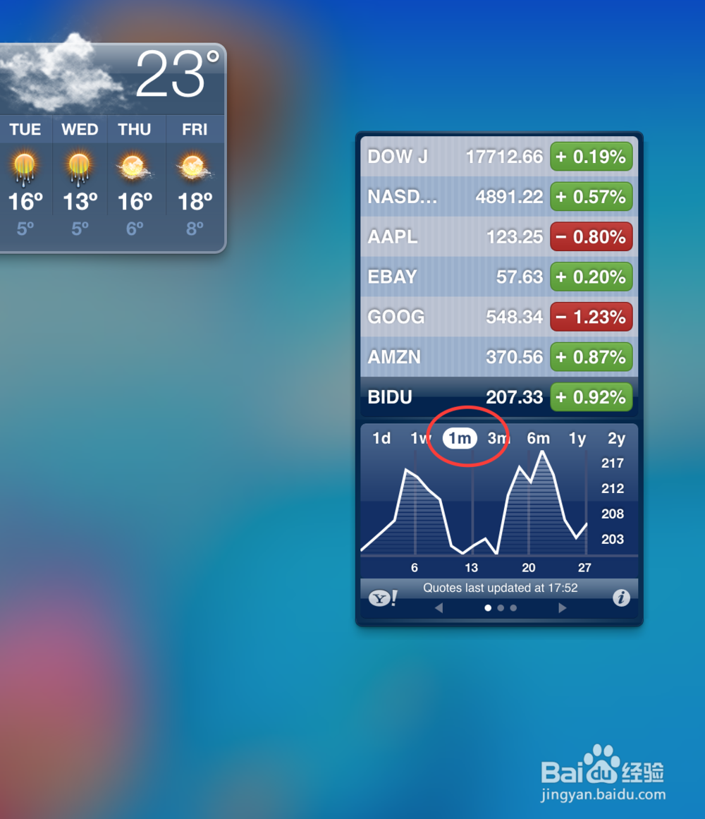 如何使用Macbook电脑股票信息小工具