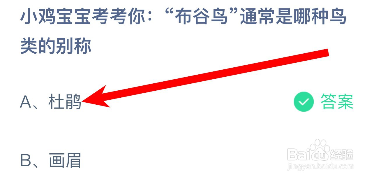 “布谷鸟”通常是哪种鸟类的别称?蚂蚁庄园答案