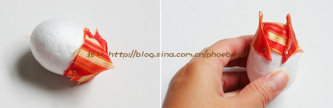 如何DIY圣诞挂饰丝带松果