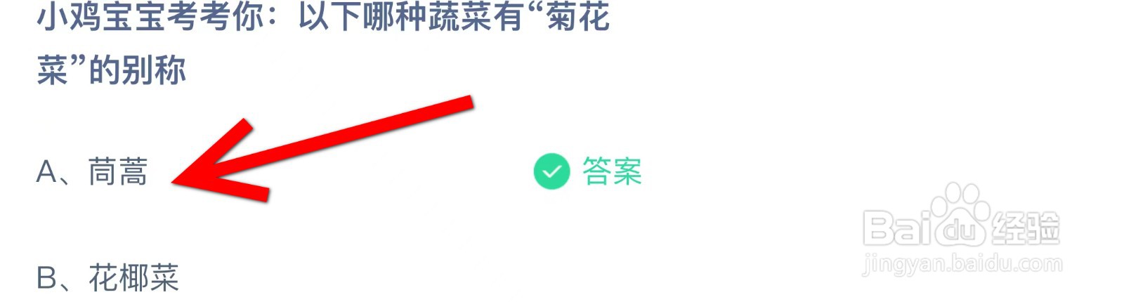 蚂蚁庄园以下哪种蔬菜有“菊花菜”的别称？