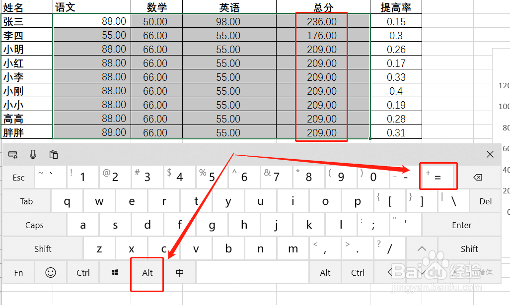 Excel表格中快速求和的方法