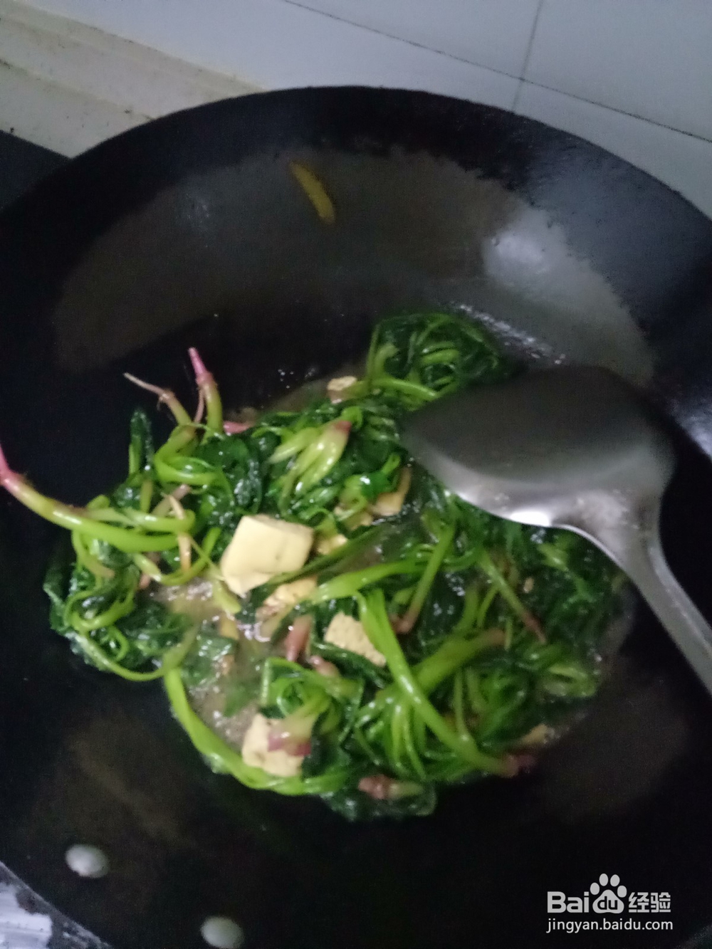 家常菠菜炒豆腐