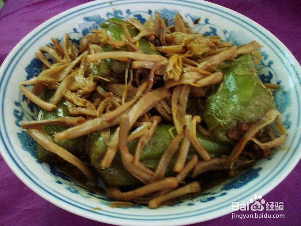 金针菜青椒酿肉