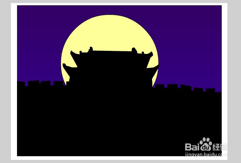 flash如何绘制一个古城的黑夜背景